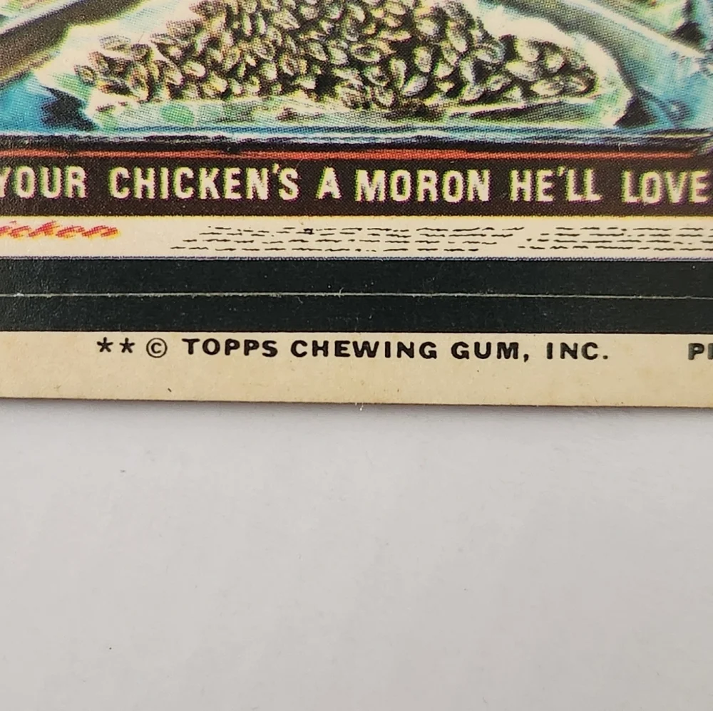 Vintage 1974 Topps Wacky Packages Moron Chicken Dinner Sticker Card 11th Series